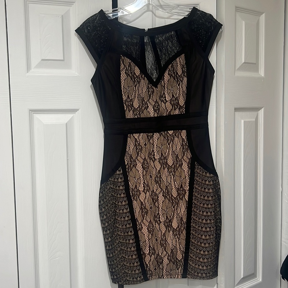 NEVER WORN Black lace bandage mini dress Size Small
